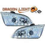 jeu droit + gauche de phare à LED diurnes, DragonLights, chrome     FOCUS  04-08         chrome