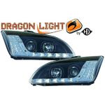 jeu droit + gauche de phare à LED diurnes, DragonLights, noir     FOCUS  04-08        noir