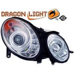 jeu droit + gauche de phare à LED diurnes, DragonLights, chrome     W211, 02-06                 chrome