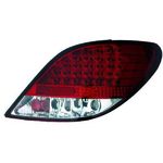 jeu droit + gauche de feu arrières design, rouge/blanc, LED           Peugeot 207 05.06-->                          sauf CC