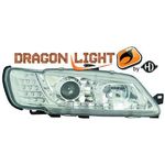 jeu droit + gauche de phare à LED diurnes, DragonLights, chrome        306, 97-00          chrome