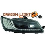 jeu droit + gauche de phare à LED diurnes, DragonLights, noir        306, 97-00         noir
