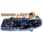 jeu droit + gauche de phare à LED diurnes, DragonLights, noir      LEON/TOLEDO, 99-04      noir