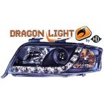 jeu droit + gauche de phare à LED diurnes, DragonLights, noir       A6 97-01      avec clignotant.