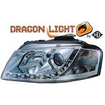 jeu droit + gauche de phare à LED diurnes, DragonLights, chrome    A3, 03-08         chrome