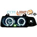 jeu droit + gauche de phare design angel eyes, CCFL Cool Lights, noir, H1/H1    BMW E36, 2-portes 92-98