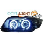 jeu droit + gauche de phare design angel eyes, CCFL Cool Lights, noir, H7+H1   BMW E90, 05-08