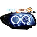 jeu droit + gauche de phare design angel eyes, CCFL Cool Lights, noir, H7+H7   BMW E87, 04->>