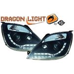 jeu droit + gauche de phare à LED diurnes, DragonLights, noir      FIESTA, 02-05   noir