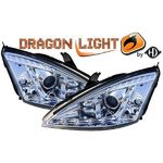 jeu droit + gauche de phare à LED diurnes, DragonLights, chrome    FOCUS  98-01         chrome