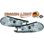 jeu droit + gauche de phare à LED diurnes, DragonLights, chrome      MONDEO, 96-00         chrome