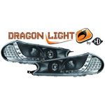 jeu droit + gauche de phare à LED diurnes, DragonLights, noir      MONDEO, 96-00        noir