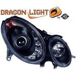 jeu droit + gauche de phare à LED diurnes, DragonLights, noir     W211, 06-09            noir