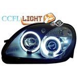 jeu droit + gauche de phare design angel eyes, CCFL Cool Lights, noir, H1/H1     SLK, 96-04