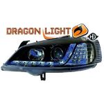 jeu droit + gauche de phare à LED diurnes, DragonLights, noir     ASTRA G 97-04