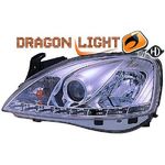 jeu droit + gauche de phare à LED diurnes, DragonLights, chrome       OPEL CORSA C       00-06         chrome