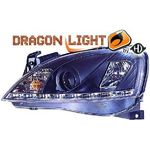 jeu droit + gauche de phare à LED diurnes, DragonLights, noir       OPEL CORSA C       00-06       noir