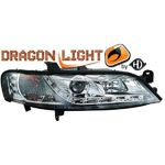 jeu droit + gauche de phare à LED diurnes, DragonLights, chrome    VECTRA 99-02                 chrome