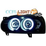 jeu droit + gauche de phare design angel eyes, CCFL Cool Lights, noir, H1/H1,          GOLF III, 91-97        H1+H1 pour réglage électrique.