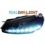 jeu droit + gauche de phare à LED diurnes, DragonLights, noir      GOLF 6, 08->>            noir