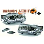 jeu droit + gauche de phare à LED diurnes, DragonLights, chrome      PASSAT, 93-96         chrome