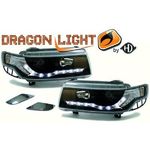 jeu droit + gauche de phare à LED diurnes, DragonLights, noir      PASSAT, 93-96       noir