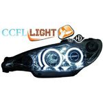 jeu droit + gauche de phare design angel eyes, CCFL Cool Lights, chrome, H1/H1      206, 98-02