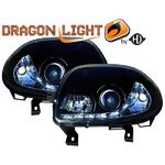 jeu droit + gauche de phare à LED diurnes, DragonLights, noir      CLIO, 98-01         noir