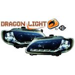 jeu droit + gauche de phare à LED diurnes, DragonLights, noir      MEGANE,   96-99        noir