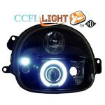 jeu droit + gauche de phare design angel eyes, CCFL Cool Lights, noir, H1/H1,             TWINGO, 93->>        H1+H1 pour réglage électrique.