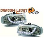 jeu droit + gauche de phare à LED diurnes, DragonLights, chrome      IBIZA, 95-99         chrome