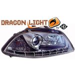 jeu droit + gauche de phare à LED diurnes, DragonLights, chrome     IBIZA, 02-05         chrome