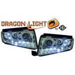 jeu droit + gauche de phare à LED diurnes, DragonLights, chrome          FABIA, 99-07                chrome