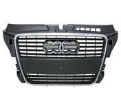 GRILLE DE CALANDRE GRISE AVEC ENJOLIVEUR CHROME , MODELE SANS RADAR